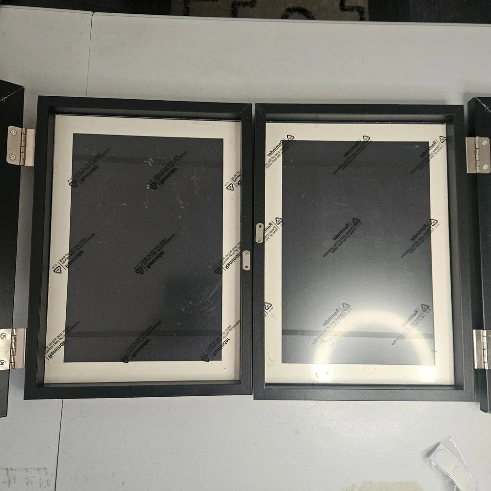 Set of 2 Kids Art Frames Black Front Opening Shadow Box Display Storage 8.3x11.7